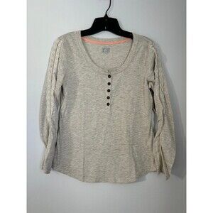 Canon River Blues Beige Lace Long Sleeve Scoop Neck T-shirt size small